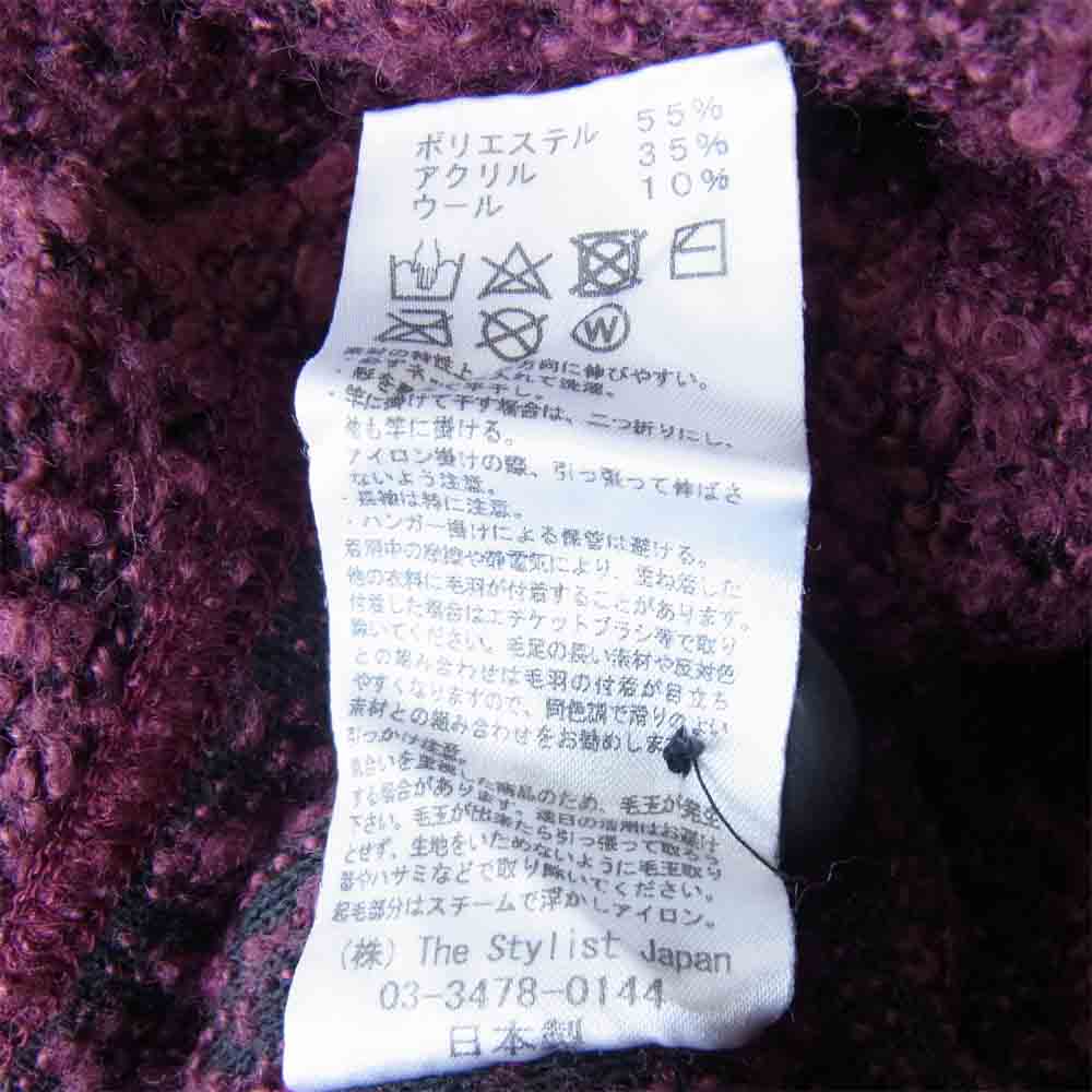 The Stylist Japan ザスタイリストジャパン BOUQUET KNIT JACKET ブークレ ニット ジャケット ワインレッド系 L【中古】