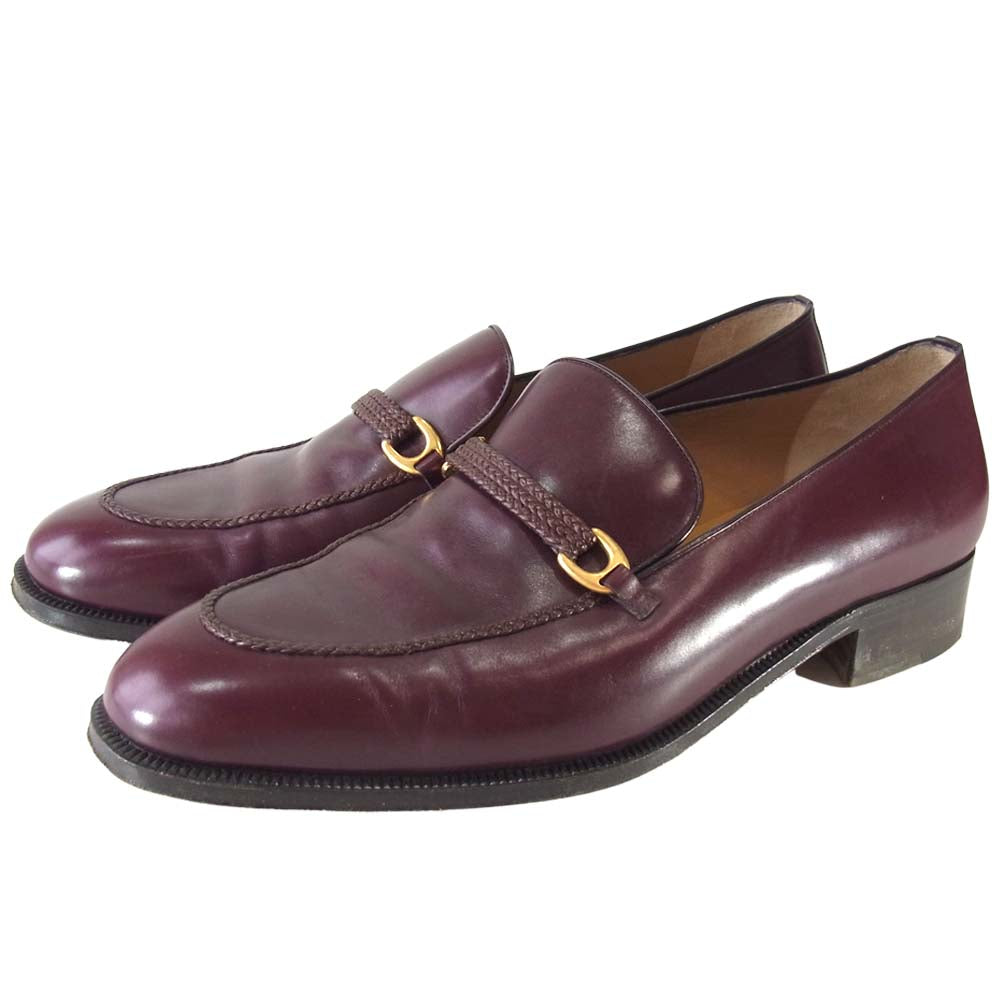 タニノクリスチー Uチップ ローファー レザー シューズ ワインレッド系 8.5【中古】