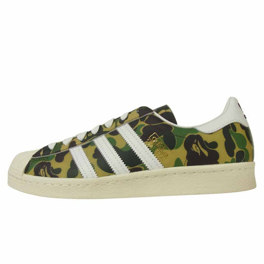 A BATHING APE アベイシングエイプ ADIDAS アディダス GZ8981 SUPERSTAR 80S スーパースター スニーカー グリーン系 26.5cm【新古品】【未使用】【中古】