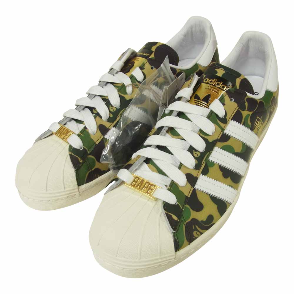 A BATHING APE アベイシングエイプ ADIDAS アディダス GZ8981 SUPERSTAR 80S スーパースター スニーカー グリーン系 26.5cm【新古品】【未使用】【中古】