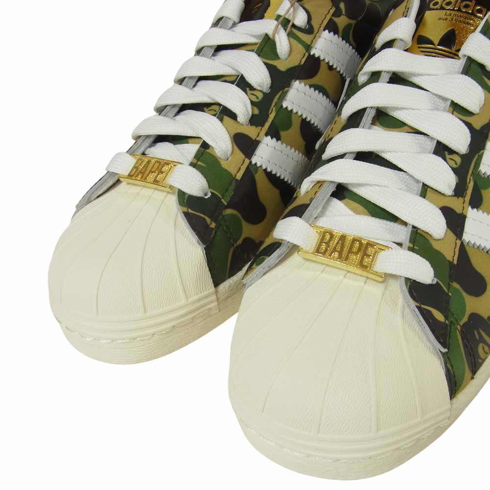 A BATHING APE アベイシングエイプ ADIDAS アディダス GZ8981 SUPERSTAR 80S スーパースター スニーカー グリーン系 26.5cm【新古品】【未使用】【中古】