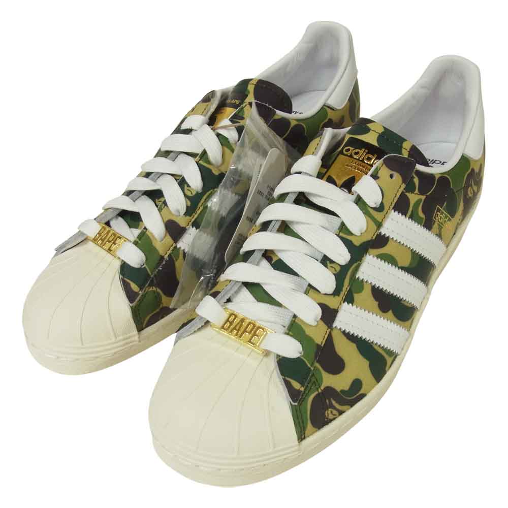 A BATHING APE アベイシングエイプ ADIDAS アディダス GZ8981 SUPERSTAR 80S スーパースター スニーカー グリーン系 26cm【新古品】【未使用】【中古】