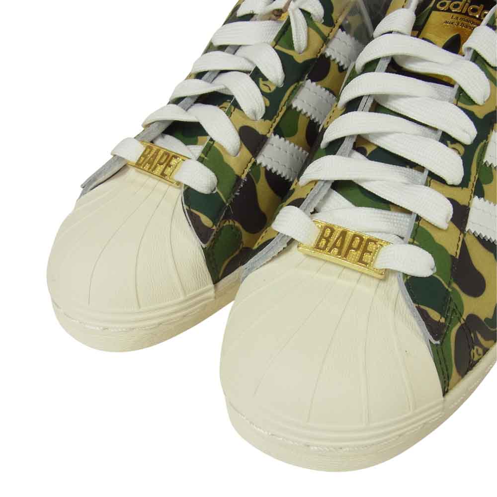 A BATHING APE アベイシングエイプ ADIDAS アディダス GZ8981 SUPERSTAR 80S スーパースター スニーカー グリーン系 26cm【新古品】【未使用】【中古】