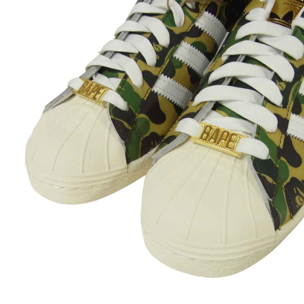 A BATHING APE アベイシングエイプ ADIDAS アディダス GZ8981 SUPERSTAR 80S スーパースター スニーカー グリーン系 26.5cm【新古品】【未使用】【中古】
