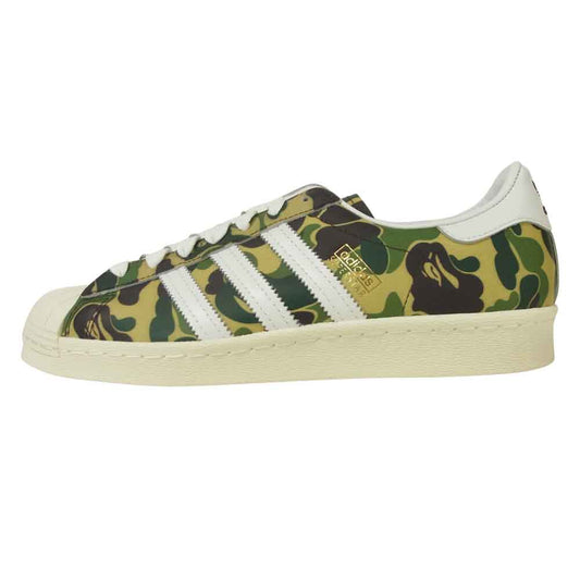 A BATHING APE アベイシングエイプ ADIDAS アディダス GZ8981 SUPERSTAR 80S スーパースター スニーカー グリーン系 26cm【新古品】【未使用】【中古】