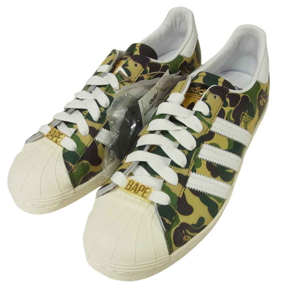 A BATHING APE アベイシングエイプ ADIDAS アディダス GZ8981 SUPERSTAR 80S スーパースター スニーカー グリーン系 26cm【新古品】【未使用】【中古】