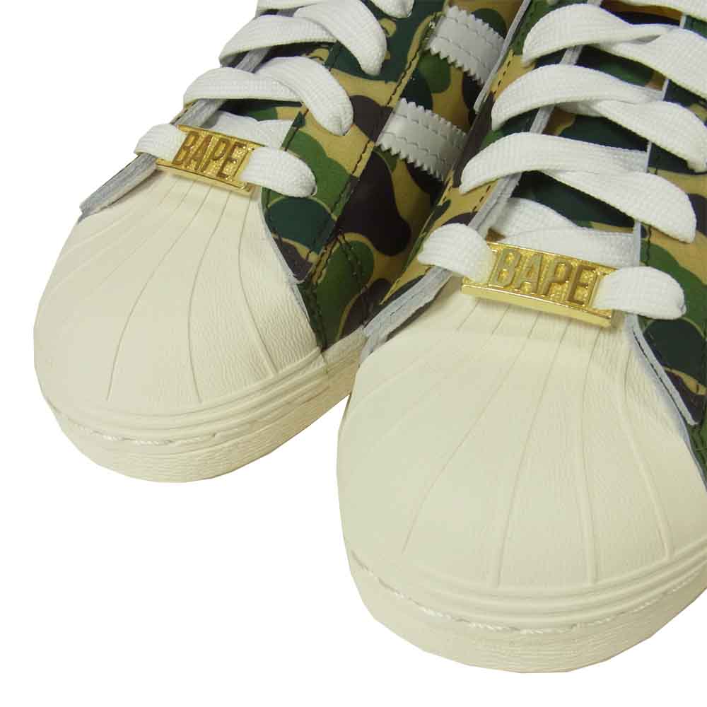 A BATHING APE アベイシングエイプ ADIDAS アディダス GZ8981 SUPERSTAR 80S スーパースター スニーカー グリーン系 26cm【新古品】【未使用】【中古】