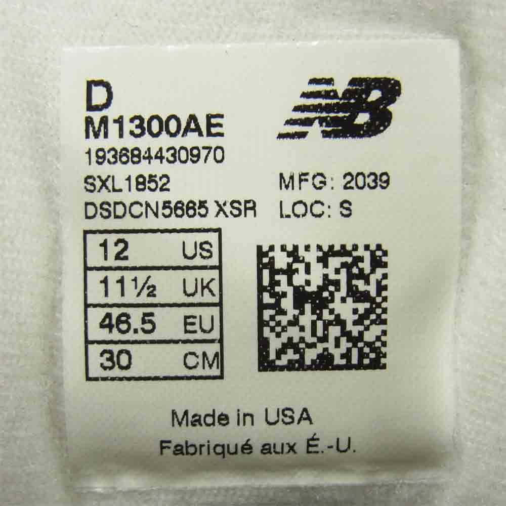 NEW BALANCE ニューバランス M1300AE USA製 width D ローカット スニーカー ブラック系 30cm【極上美品】【中古】