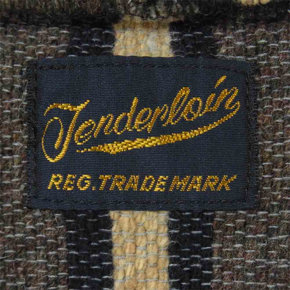 TENDERLOIN テンダーロイン T-BAJA ストライプ ブランケット プルオーバー 長袖 カットソー グレイッシュブラウン系 XS【中古】