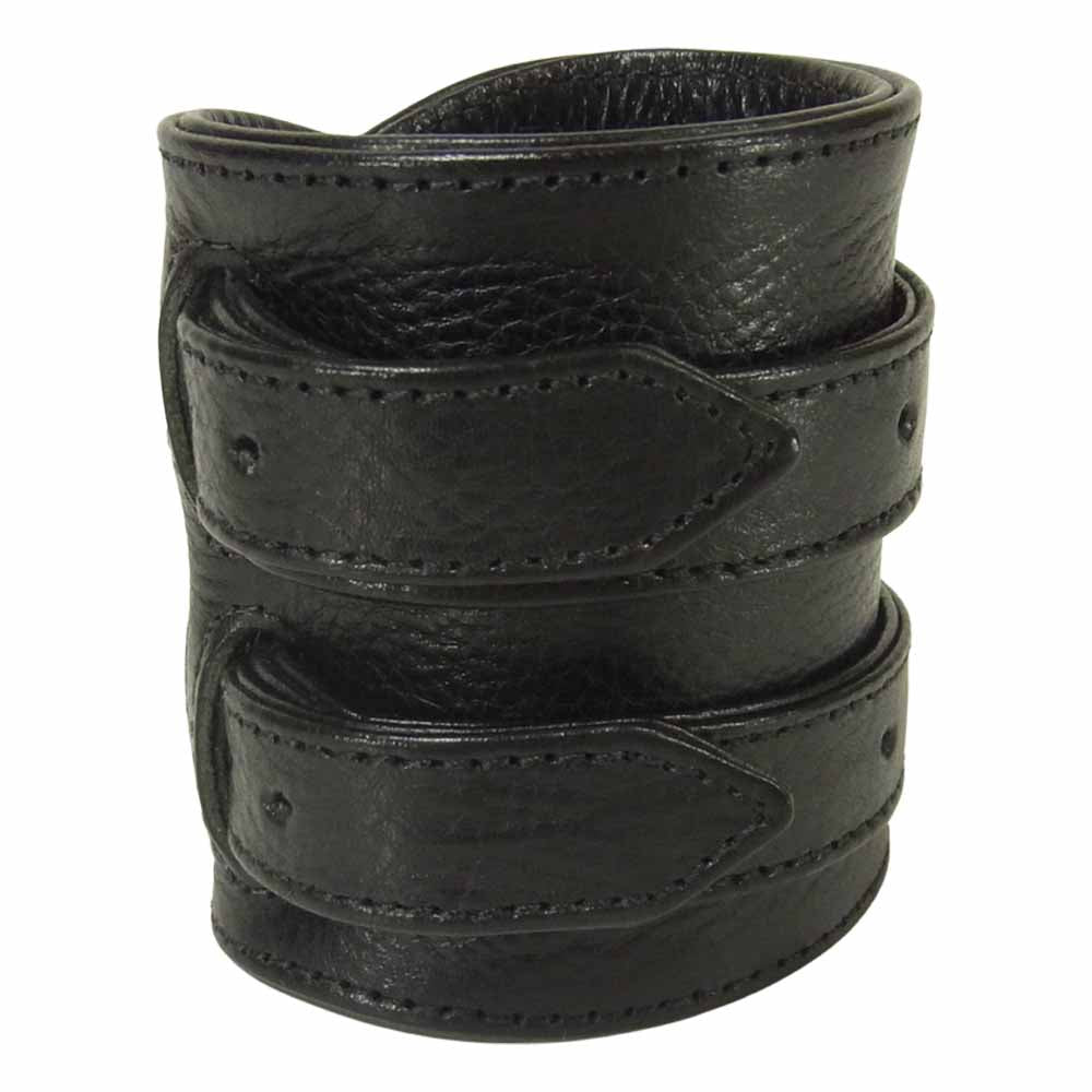 CHROME HEARTS クロムハーツ（原本無） 購入伝票付属 DOUBLE RR ダブル ロックンロール レザー ブレスレット ブラック系【中古】