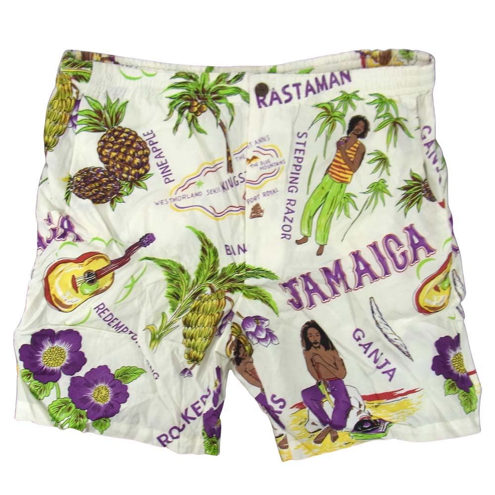 WACKO MARIA ワコマリア JAMAICA ジャマイカ ハワイアンショーツ ホワイト系 L【美品】【中古】