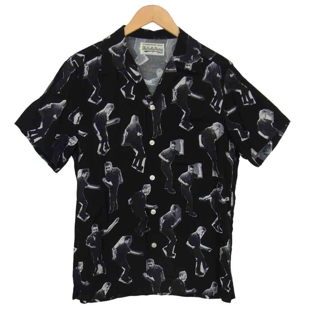 WACKO MARIA ワコマリア × ジム ジャームッシュ JIM JARMUSCH PERMANENT VACATION ALOHA SHIRT レーヨン半袖アロハシャツ ブラック系 L【中古】