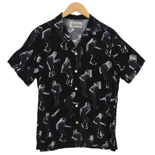WACKO MARIA ワコマリア × ジム ジャームッシュ JIM JARMUSCH PERMANENT VACATION ALOHA SHIRT レーヨン半袖アロハシャツ ブラック系 L【中古】