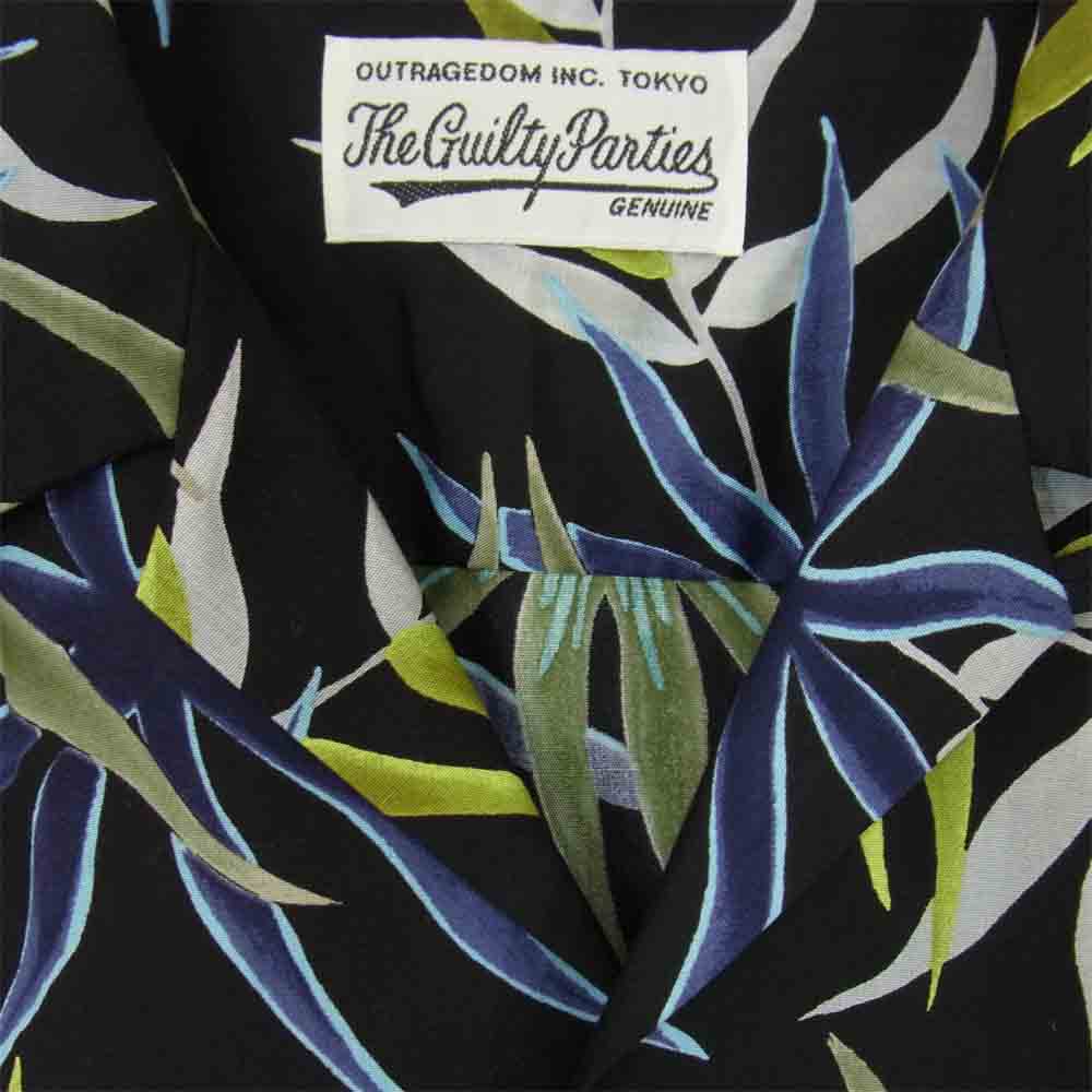 WACKO MARIA ワコマリア 16SS PRINTED FLOWER S/S HAWAIAN SHIRT プリント フラワー ハワイアンシャツ ブラック系 L【美品】【中古】