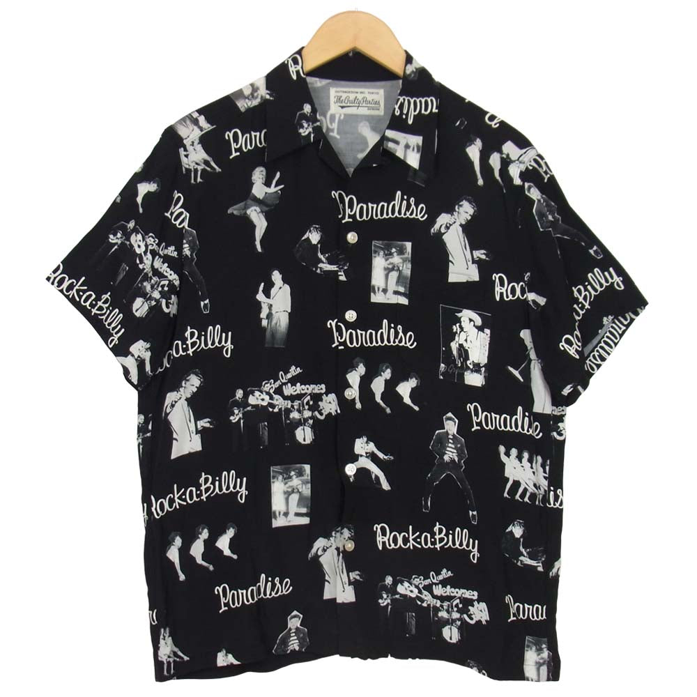 WACKO MARIA ワコマリア 19SS 19SSE-WMS-HI01 ROCKABILLY S/S HAWAIIAN SHIRT ロカビリー ハワイアンシャツ ブラック系 L【美品】【中古】