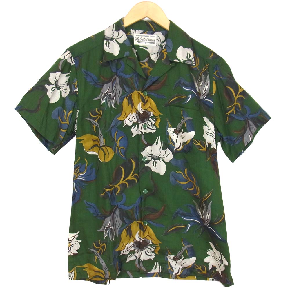 WACKO MARIA ワコマリア 17SS 17SS-WMS-HI09 FLORAL S/S HAWAIAN SHIRTS フローラル アロハシャツ グリーン系 L【美品】【中古】