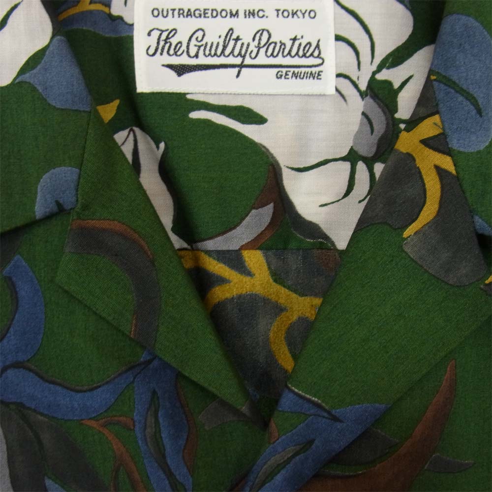 WACKO MARIA ワコマリア 17SS 17SS-WMS-HI09 FLORAL S/S HAWAIAN SHIRTS フローラル アロハシャツ グリーン系 L【美品】【中古】