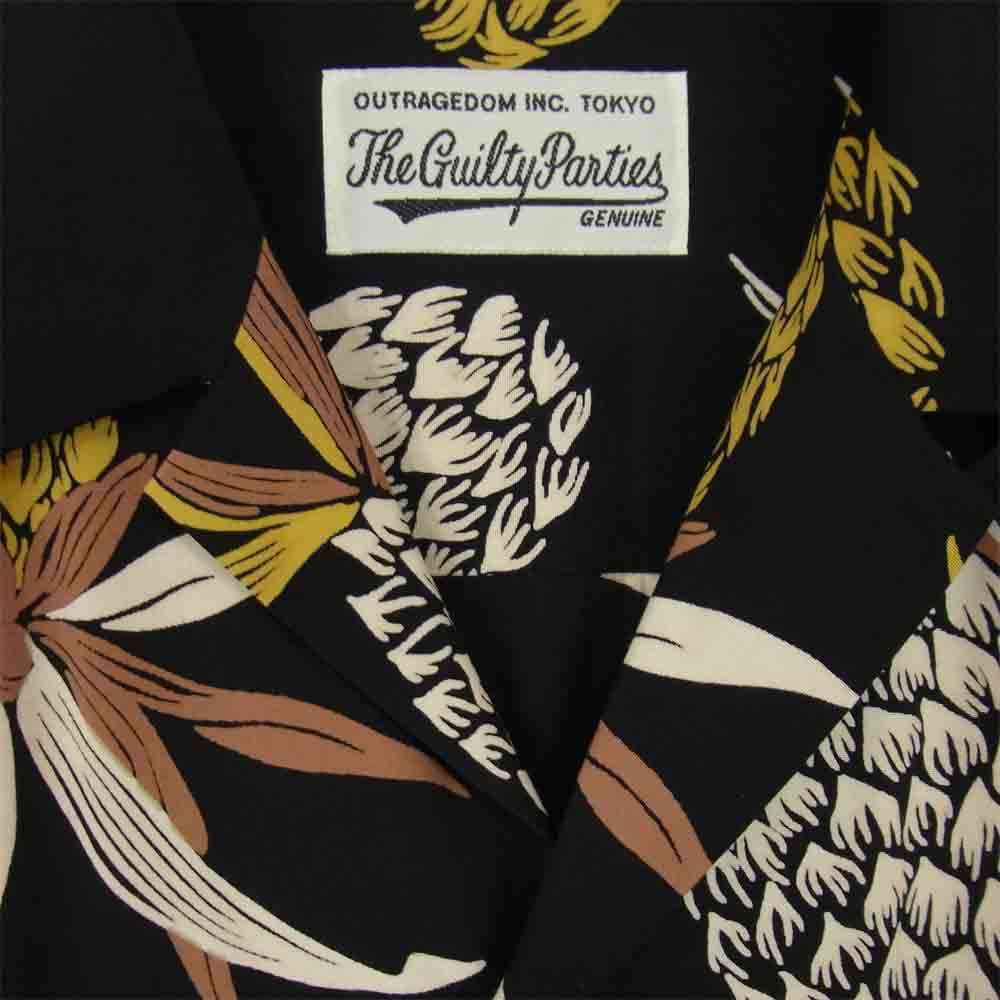 WACKO MARIA ワコマリア 18SS STUDIOUS 別注 PINEAPPLE S/S HAWAIIAN SHIRT パインアップル ハワイアンシャツ ブラック系 M【美品】【中古】