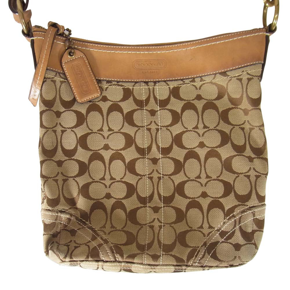 COACH コーチ 10403 キャンバス ショルダー バッグ ブラウン系【中古】