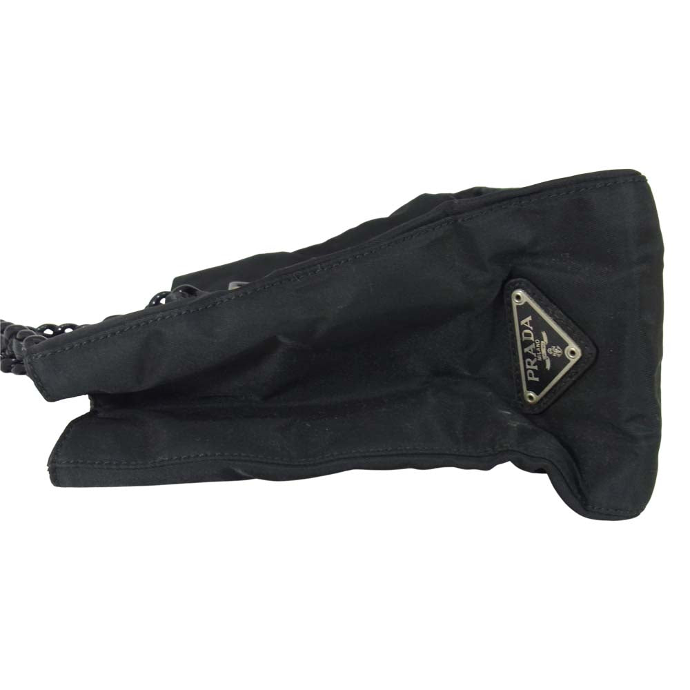 PRADA プラダ ナイロン プラスチックチェーン ハンド ショルダー バッグ ブラック系【中古】