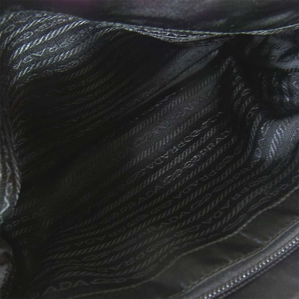 PRADA プラダ ナイロン プラスチックチェーン ハンド ショルダー バッグ ブラック系【中古】