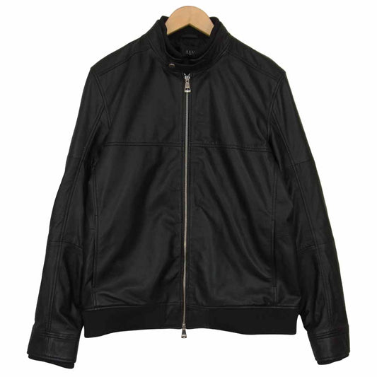 AKM エイケイエム シープ レザー パディング ブルゾン ジャケット ブラック系 L【美品】【中古】