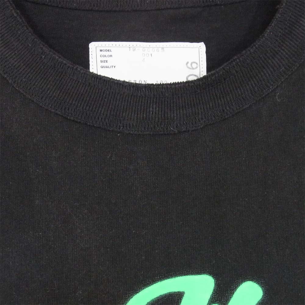 Sacai サカイ 19AW 19-0006S BAR ITALIA 半袖 Tシャツ ハーフスリーブ コットン 日本製 ブラック系 4【中古】