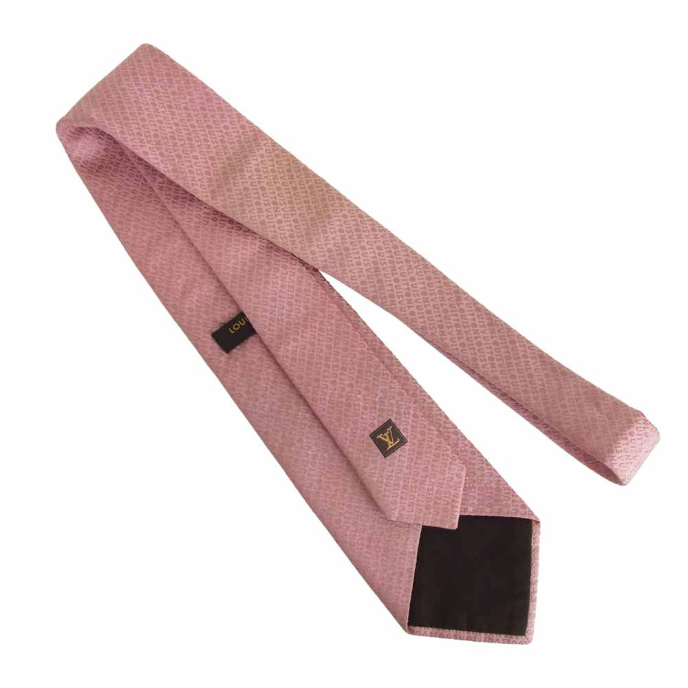 LOUIS VUITTON ルイ・ヴィトン 100％ シルク 総柄 ネクタイ ピンク ピンク系【中古】