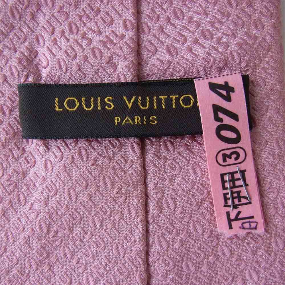 LOUIS VUITTON ルイ・ヴィトン 100％ シルク 総柄 ネクタイ ピンク ピンク系【中古】