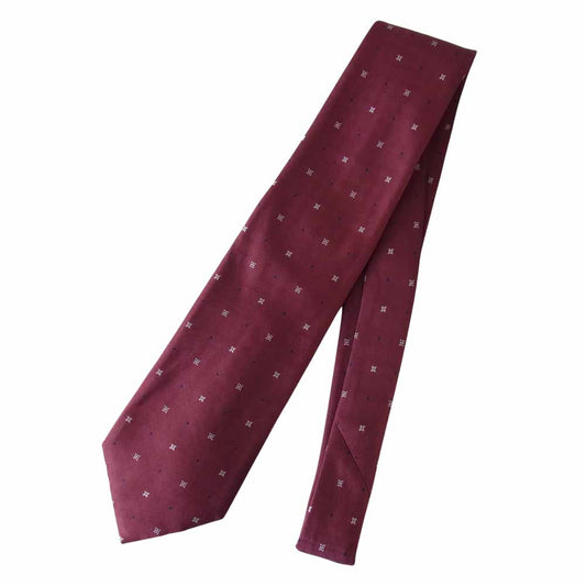 LOUIS VUITTON ルイ・ヴィトン 100％ シルク 総柄 ネクタイ レッド レッド系【中古】