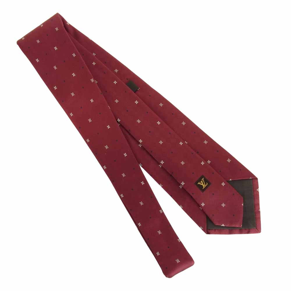 LOUIS VUITTON ルイ・ヴィトン 100％ シルク 総柄 ネクタイ レッド レッド系【中古】
