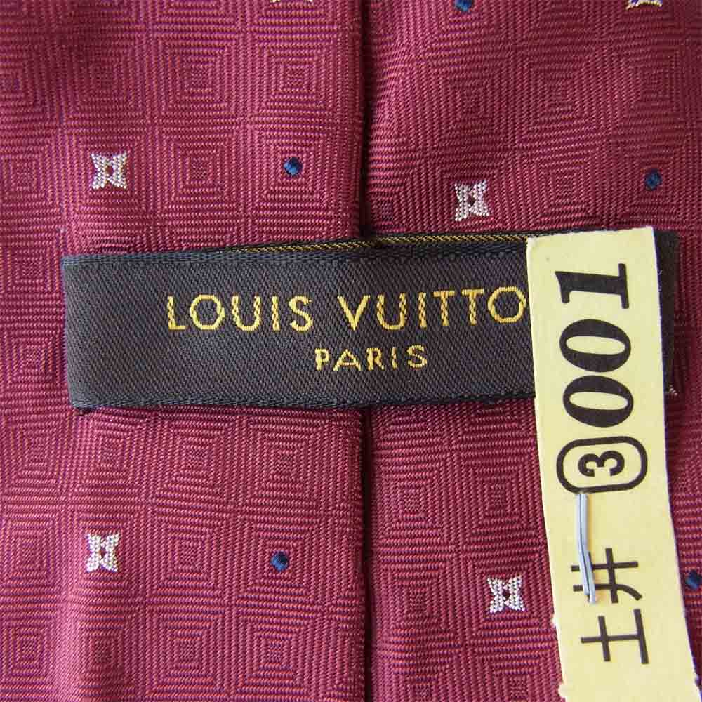 LOUIS VUITTON ルイ・ヴィトン 100％ シルク 総柄 ネクタイ レッド レッド系【中古】