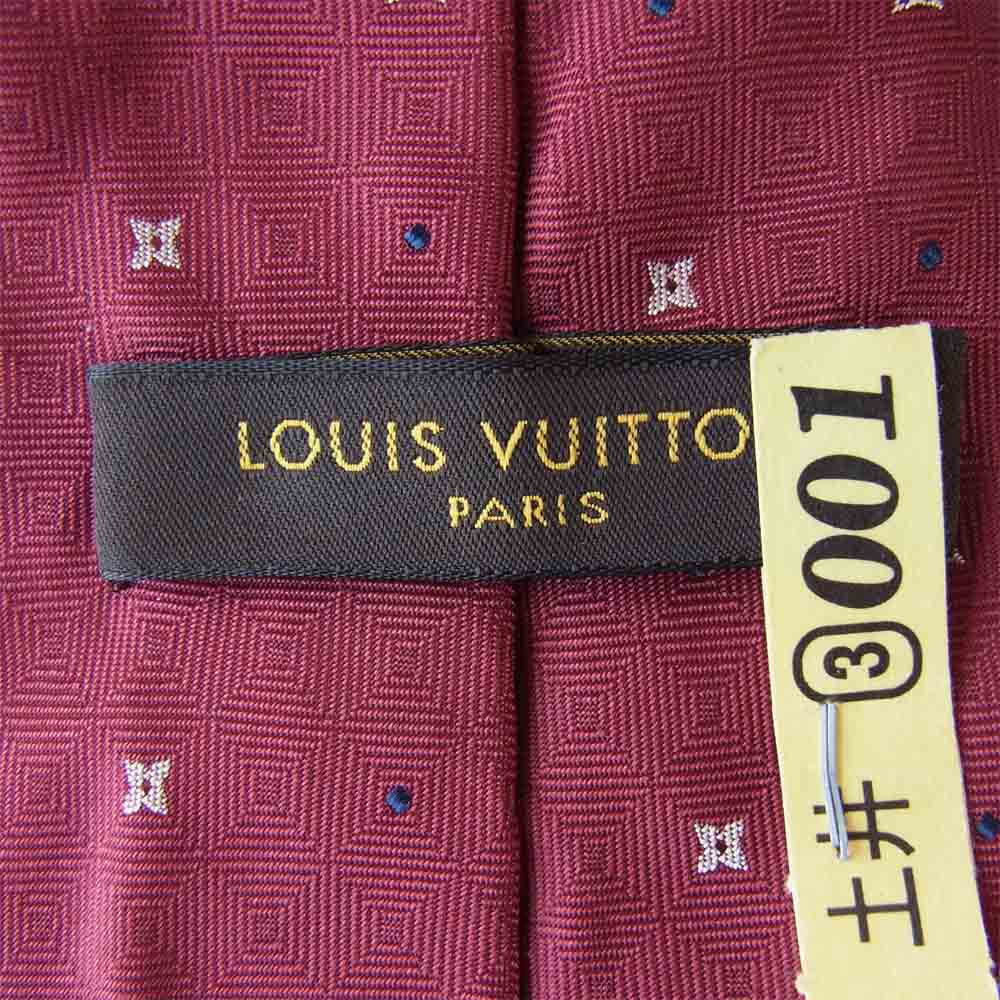 LOUIS VUITTON ルイ・ヴィトン 100％ シルク 総柄 ネクタイ レッド