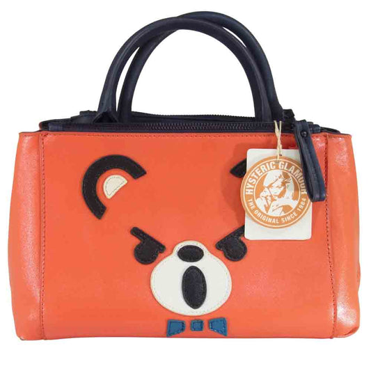 HYSTERIC GLAMOUR ヒステリックグラマー 2WAY ベア ショルダー ハンド バッグ オレンジ×ネイビー【中古】