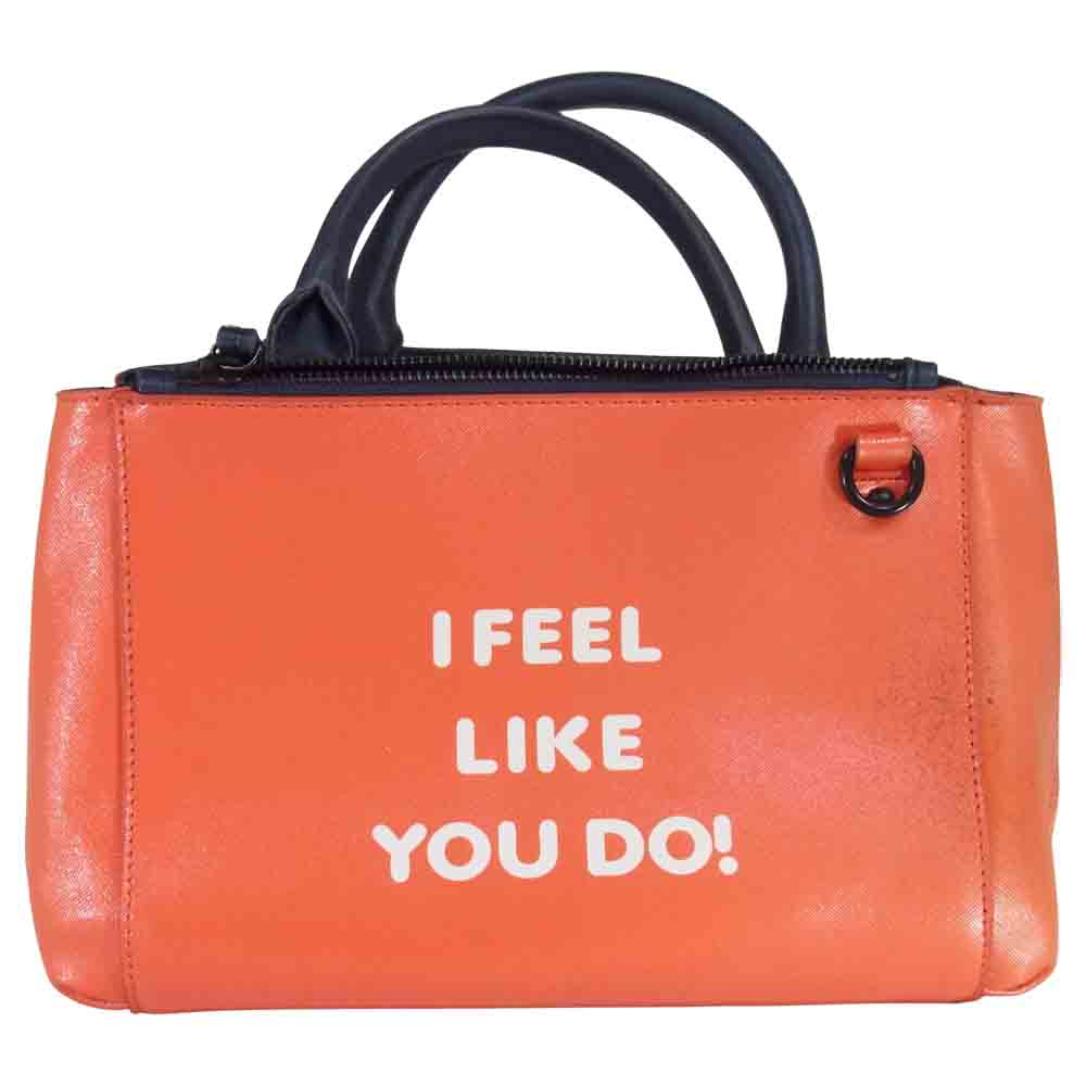 HYSTERIC GLAMOUR ヒステリックグラマー 2WAY ベア ショルダー ハンド バッグ オレンジ×ネイビー【中古】
