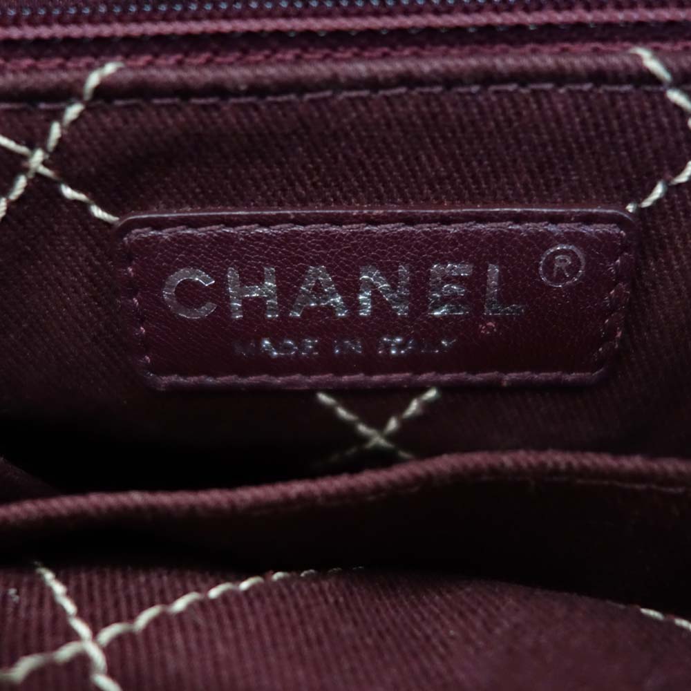 CHANEL シャネル A92211 オンザロード キャビアスキン ワイルドステッチ ポーチ付き トートバッグ ベージュ系【中古】