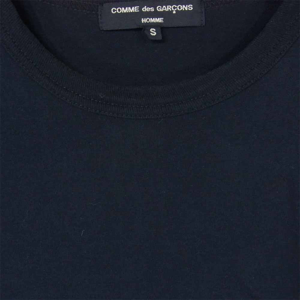 COMME des GARCONS HOMME コムデギャルソンオム 20SS HE-T029 CdGHロゴ刺繍 ギンガムチェック切替 半袖 Tシャツ ネイビー系 S【中古】