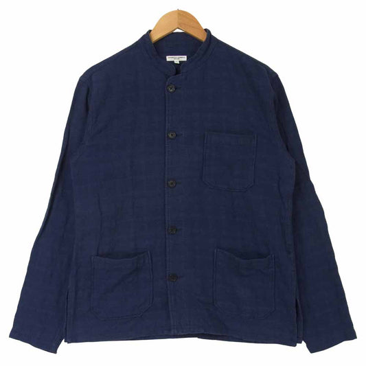 Engineered Garments エンジニアードガーメンツ ジャガード マオカラー ジャケット コットン アメリカ製 ネイビー系 S【中古】