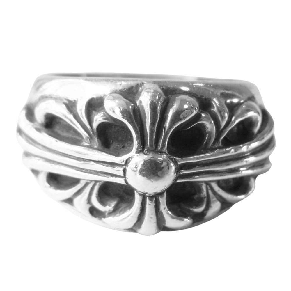 CHROME HEARTS クロムハーツ（原本無） Floral cross Ring フローラル クロス リング シルバー系 21号程度【中古】