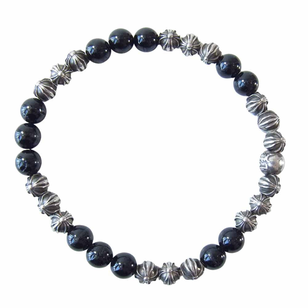 CHROME HEARTS クロムハーツ（原本無） 6mm BEAD SV ビーズ ブレスレット シルバー×ブラック【中古】
