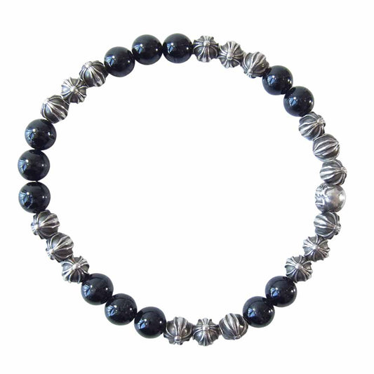 CHROME HEARTS クロムハーツ（原本無） 6mm BEAD SV ビーズ ブレスレット シルバー×ブラック【中古】