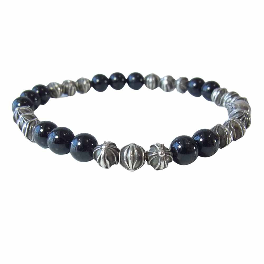 CHROME HEARTS クロムハーツ（原本無） 6mm BEAD SV ビーズ ブレスレット シルバー×ブラック【中古】