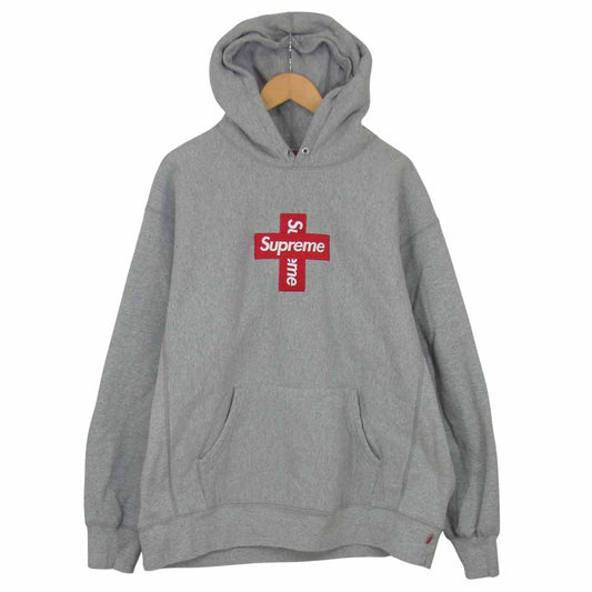 Supreme シュプリーム 20AW Cross Box Logo Hooded Sweatshirt クロス ボックス ロゴ プルオーバー パーカー グレー系 XL【中古】