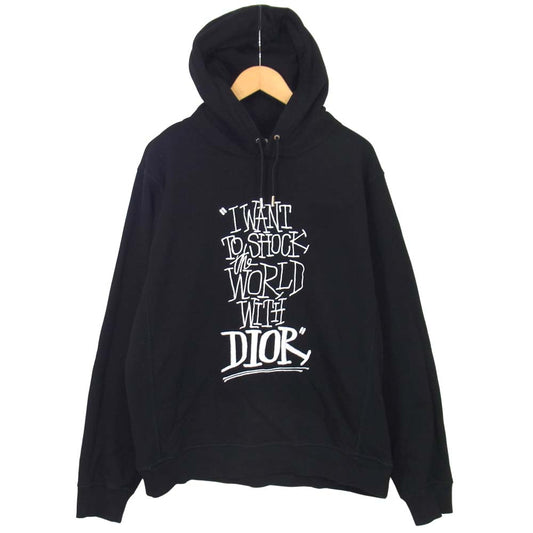 DIOR HOMME ディオールオム 20AW 033J646A0531 Shawn Stussy SHOCK THE WORLD ステューシー パーカー ブラック系 X3L【中古】