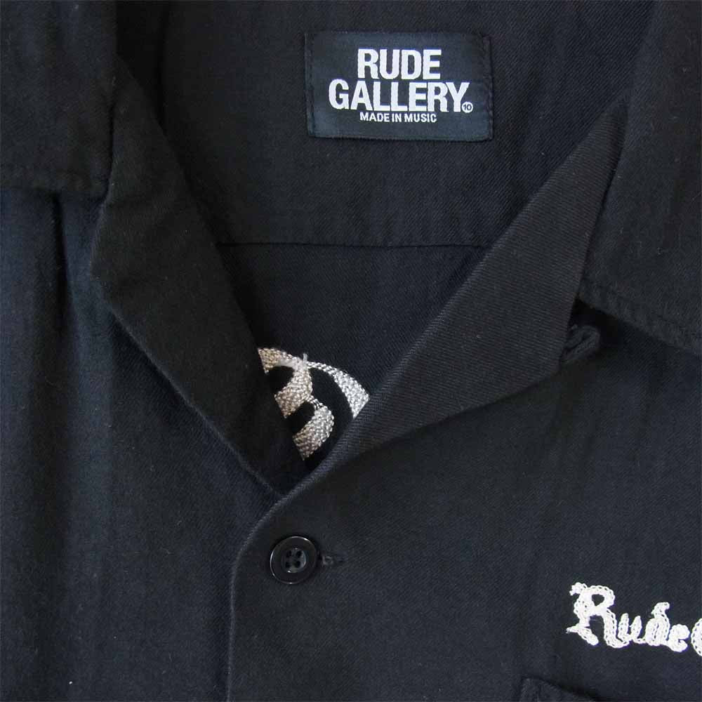 RUDE GALLERY ルードギャラリー バック刺繍 レーヨン オープンカラー 半袖 シャツ ブラック系 M【中古】