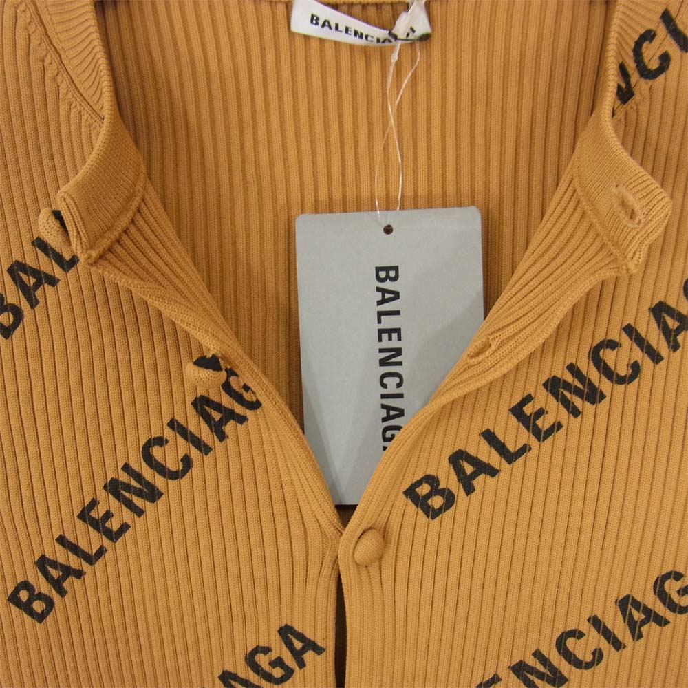 BALENCIAGA バレンシアガ 19SS 555318 ロゴ総柄 ニット カーディガン ブラウン系 XS【中古】
