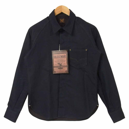 デラックスウエア 7642 40s BROWN DENIM ノンウォッシュ デニム 長袖 シャツ インディゴブルー系 S【新古品】【未使用】【中古】