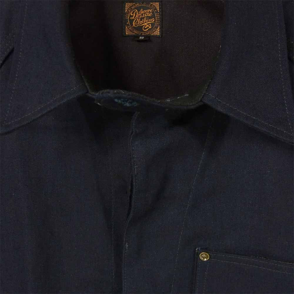 デラックスウエア 7642 40s BROWN DENIM ノンウォッシュ デニム 長袖 シャツ インディゴブルー系 S【新古品】【未使用】【中古】
