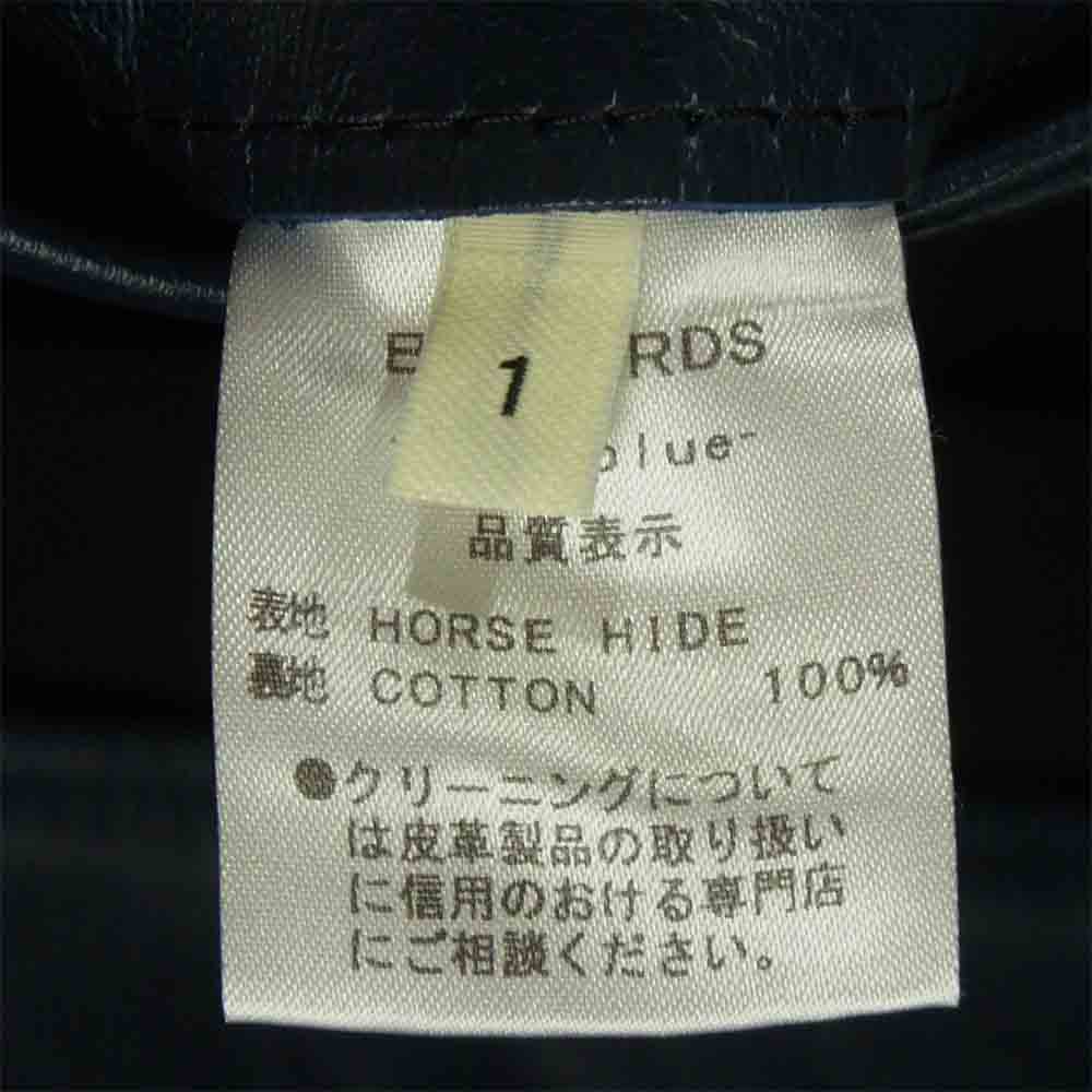 SUNSET BAY BUZZARDS バザーズ ホースハイド レザー セミダブル ライダース ジャケット ネイビー系 1【美品】【中古】