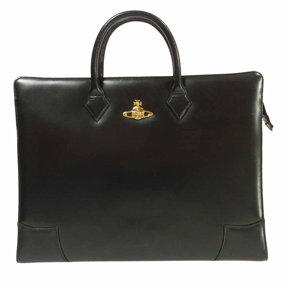 Vivienne Westwood ヴィヴィアンウエストウッド プレーン バッグ ブリーフケース ビジネスバッグ ブラック系【中古】